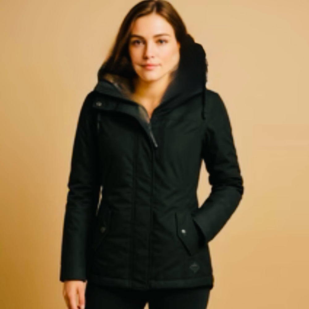 Hollister Black And White All-Weather Coat